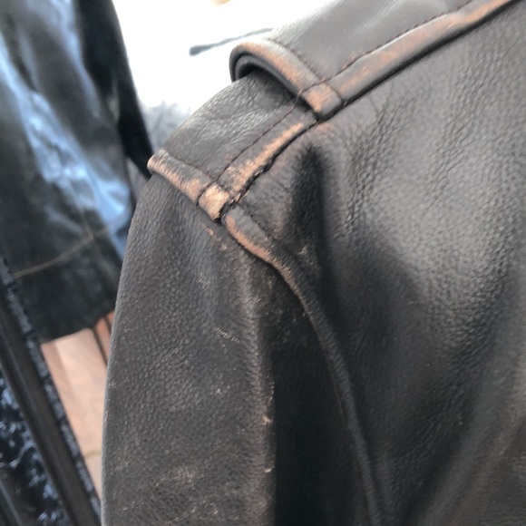 SzM mens dark brown distressed leather coat - Picture 6 of 12